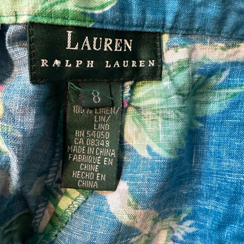 Lauren Ralph Lauren vintage linen floral shorts 8 coastal grandma - Picture 8 of 9
